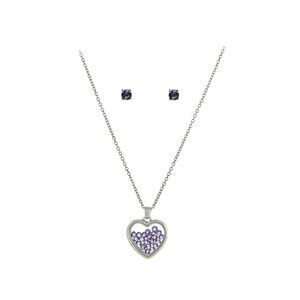 The Skyline Collection February Birthstone Purple Amethyst Heart Jewelry Set